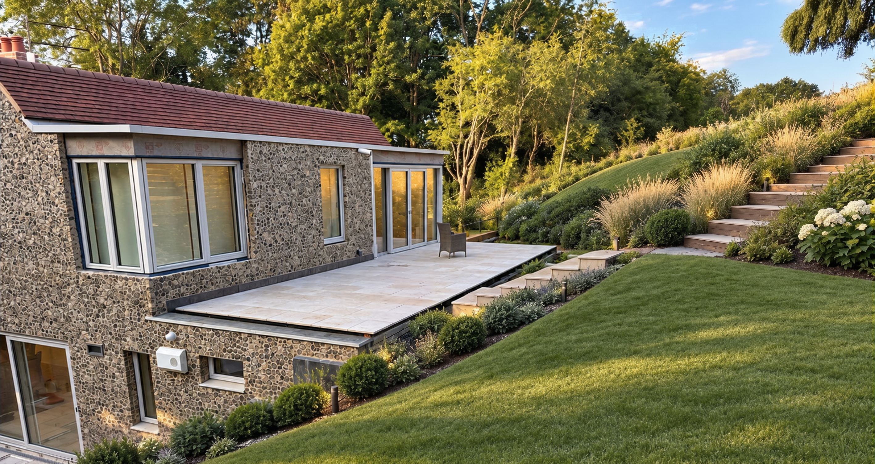 Flint walling on the property featured in the case study