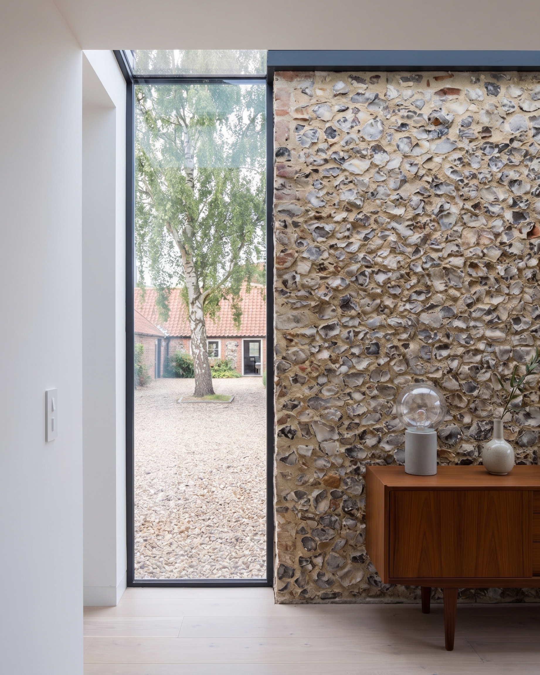 Contemporary knapped flintwork detail