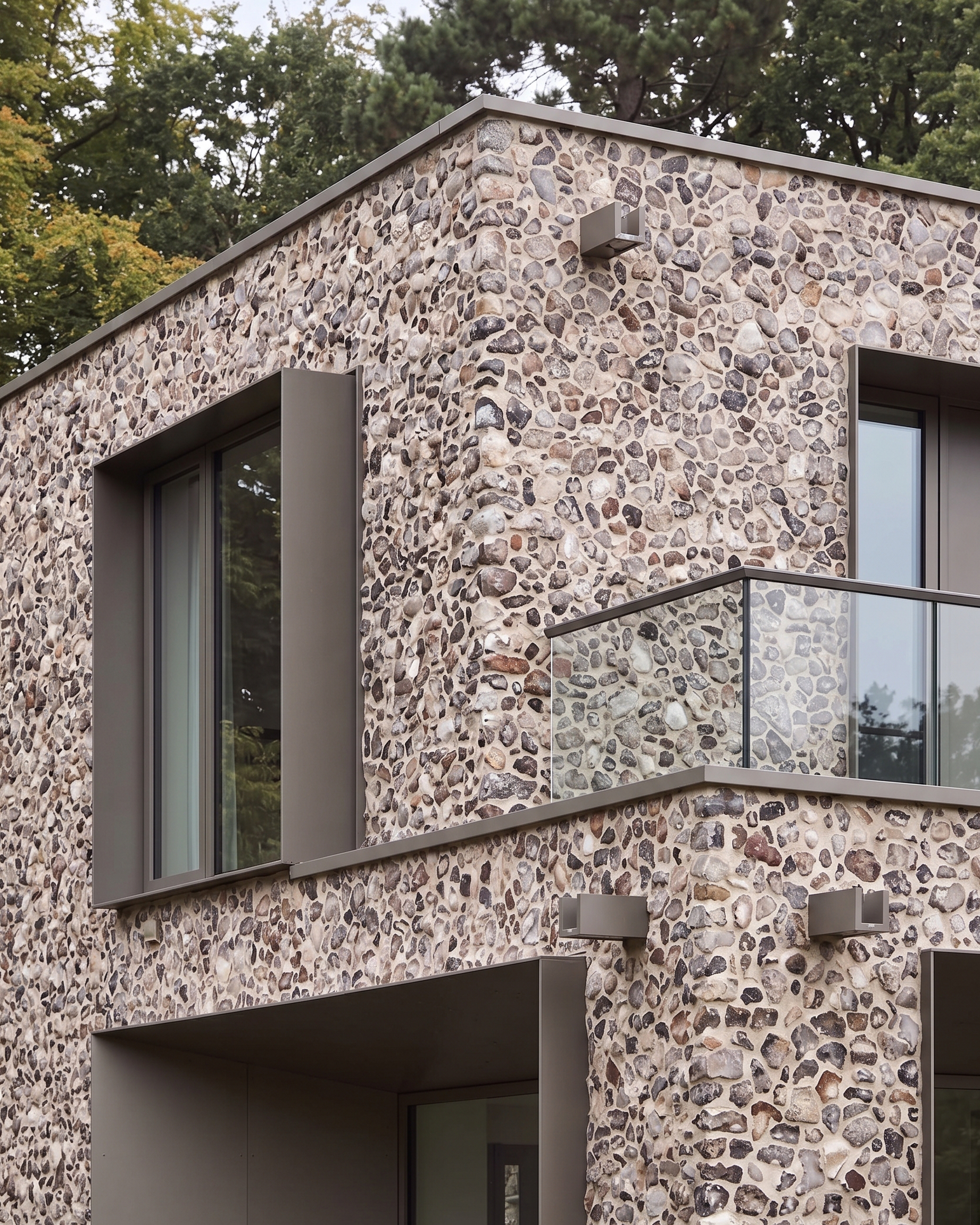 Contemporary knapped flintwork detail